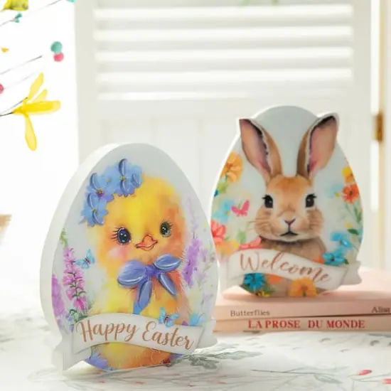 Glitzhome&reg; 6" Easter Egg Chick Table D&eacute;cor Set {3}