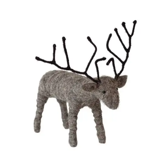 Hello Honey® 8" Gray Handmade Wool Felt and Wire Reindeer {1}