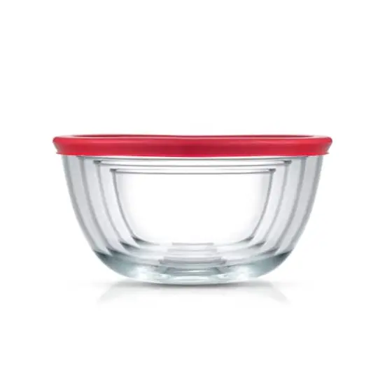 JoyJolt&reg; Glass Mixing Bowls with Lids Set Red {5}