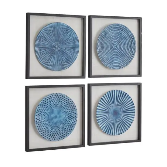 Blue Wood Coastal Abstract Art Wall Decor, Set of 4 16" x 16" {3}