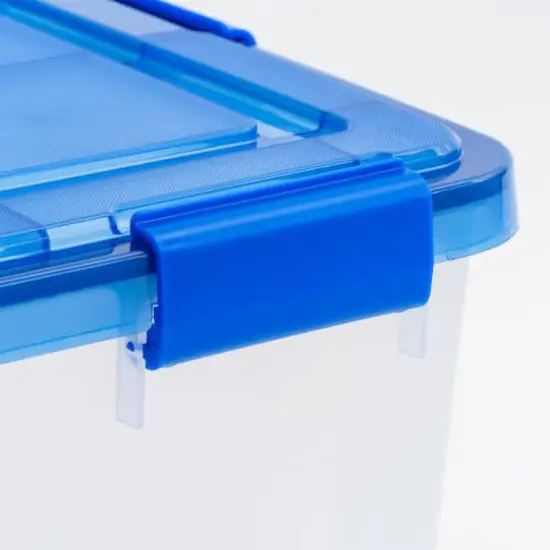 Iris&reg; 4gal. Clear Plastic Storage Boxes With Blue Lid, 6 Pack {6}