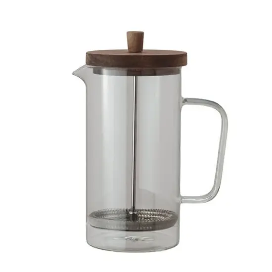 Hello Honey® 36oz. Glass & Stainless Steel French Press Coffee Maker with Acacia Wood Lid {1}