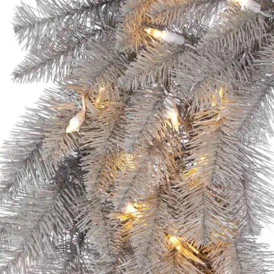 36" Warm White Dura-Lit&reg; LED Platinum Fir Wreath {4}