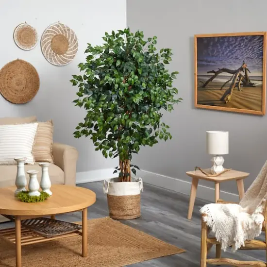 5.5ft. Palace Ficus Artificial Tree with in Handmade Natural Jute and Cotton Planter {5}