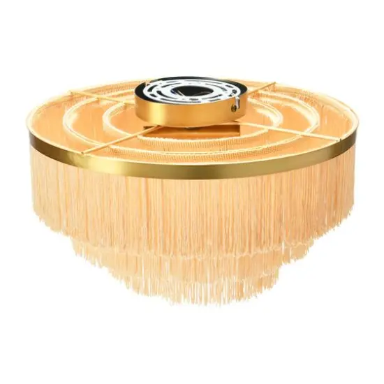 Hello Honey&reg; 13.75" Round Flush Mount Fringe Light Fixture Cream {7}