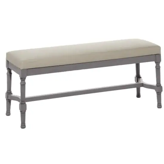 Grey Wood & Linen Traditional Bench {1}