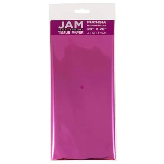 JAM Paper Mylar 20" x 26" Tissue Paper, 3ct. Fuchsia Hot Pink Mylar {1}