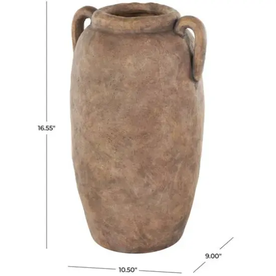 16.5" Copper Antique-Style Textured Ceramic Vase with Handles {5}