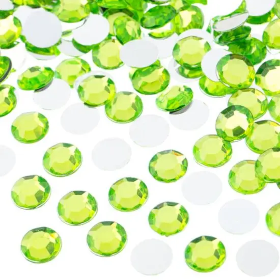 John Bead Acrylic Round Flat Back Rhinestones, 10mm Peridot {1}