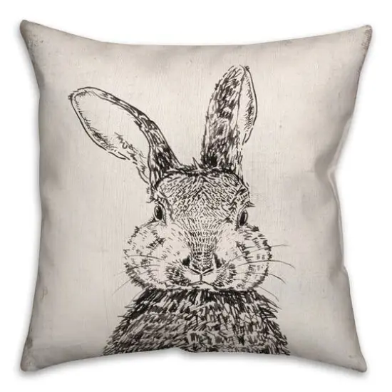 Ink Drawing Bunny Pillow 2 18" x 18" Throw Pillow {3}
