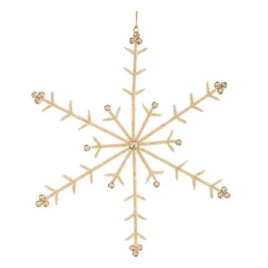 12.25" Gold Beaded Metal Snowflake Ornaments Set {4}