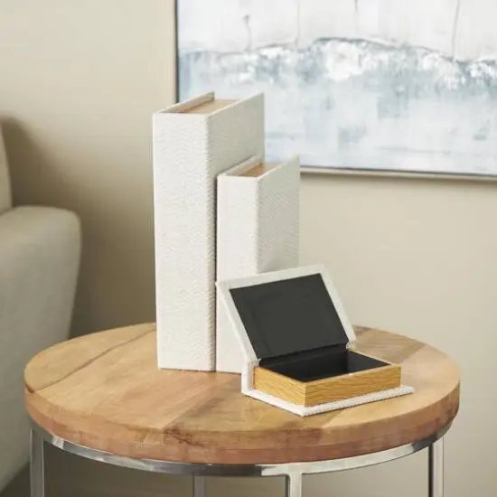 Cream Fabric Storage Book Box Set {9}