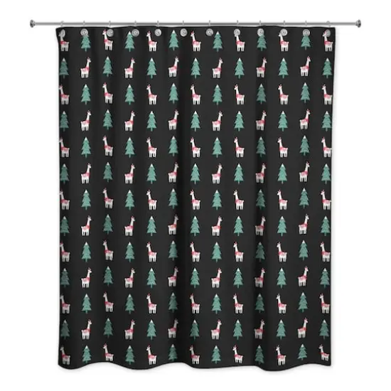 Holiday Llama Pattern Shower Curtain {1}