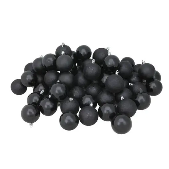 60ct Jet Black Shatterproof 4-Finish Ball Ornaments {3}