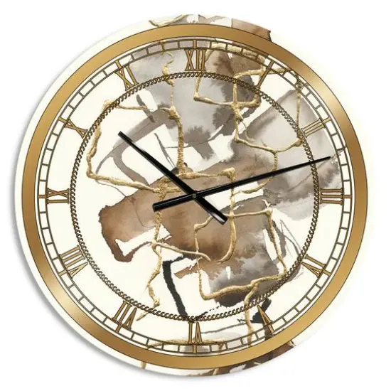 Designart 'Gold Glam Squares Iii Glam Wall Clock {1}