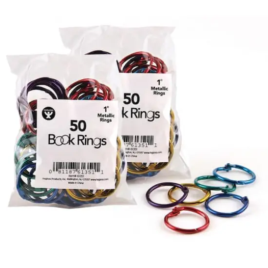 Hygloss&reg; 1" Metallic Book Rings, 2 Packs of 50 {1}