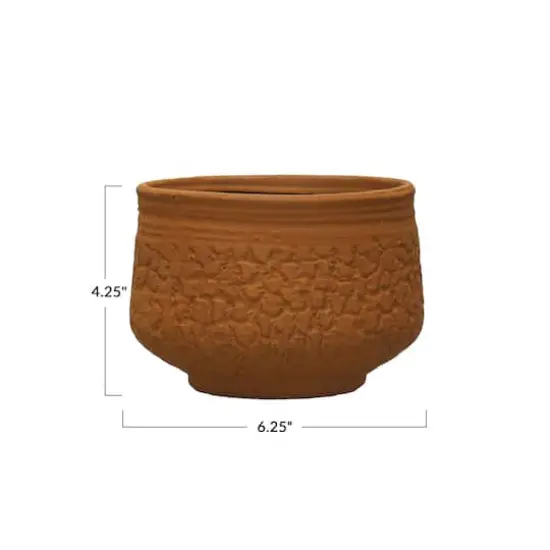 Hello Honey&reg; 6" Terracotta Boho Stoneware Planter with Embossed Pattern {5}