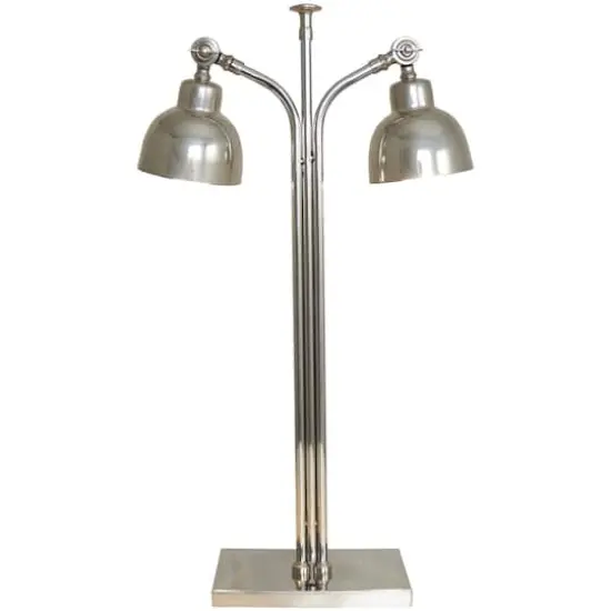 2ft. Silver Stainless Steel Desk Lamp with Dual Shades {1}