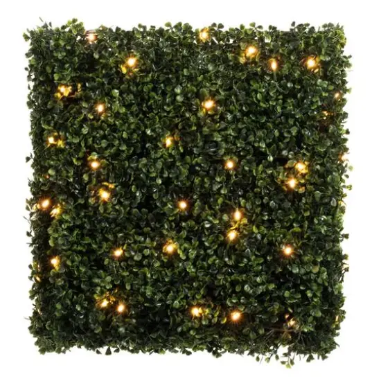 20" Pre-Lit LED Boxwood Cube Stand {1}