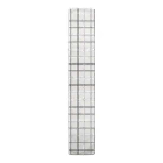 90" Slate Windowpane Pattern Cotton Twill Runner {1}
