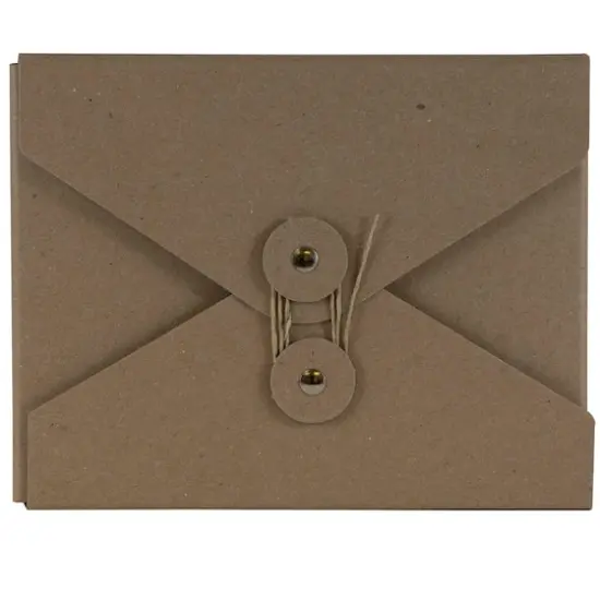 JAM Paper Brown Kraft Button & String Tie Closure Portfolio, 5.25" x 6.75" {1}
