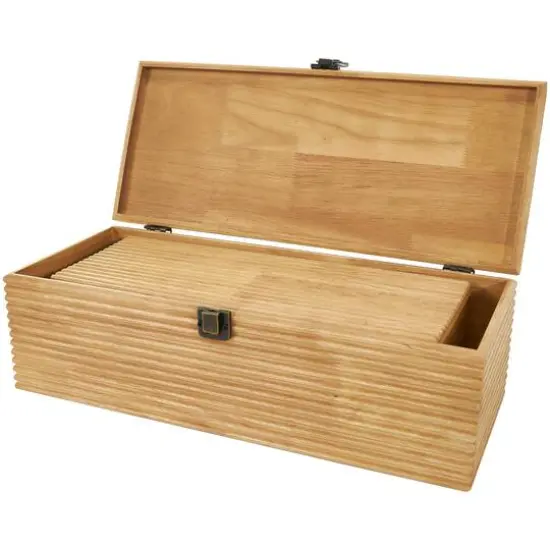 Light Brown Wood Carved Linear Box Set {6}