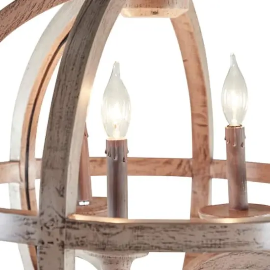 Gold Wood Rustic Caged Chandelier , 28" x 21" x 21" {4}