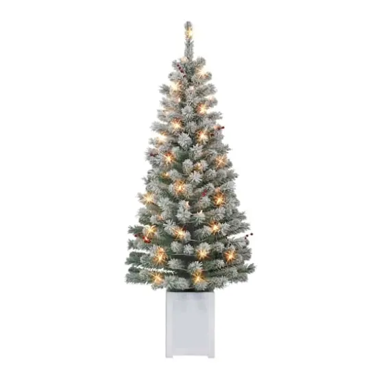 2 Pack 5ft. Pre-Lit Western Spruce Artificial Christmas Tree in Pot, Clear Incandescent Lights {1}