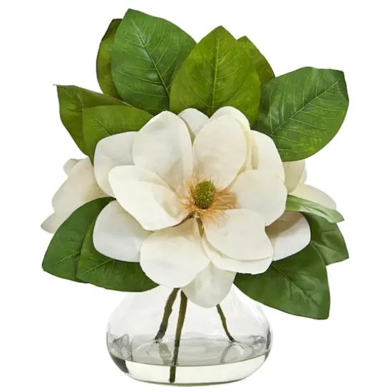 Magnolia Artificial Arrangement in Glass Vase {1}