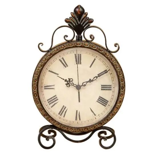 17" Brown Metal Rustic Clock {1}