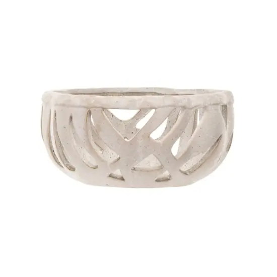 Hello Honey® 9.5" Cream Speckled Reactive Glaze Stoneware Bread Basket {3}