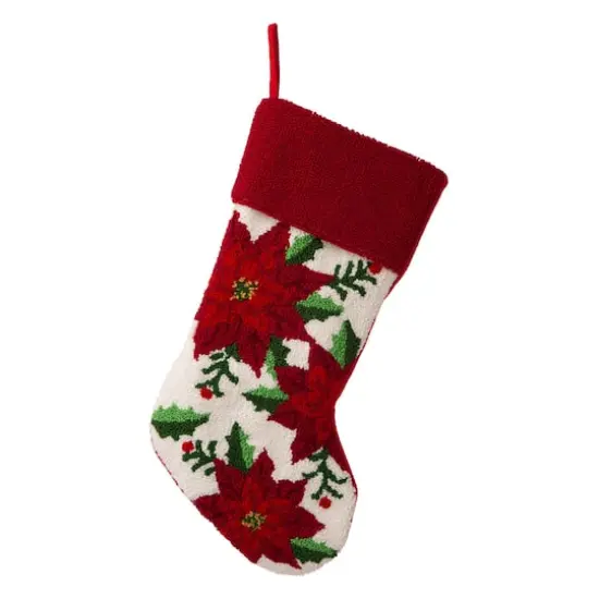 Glitzhome&reg; 21" Poinsettia Hooked Stocking {1}