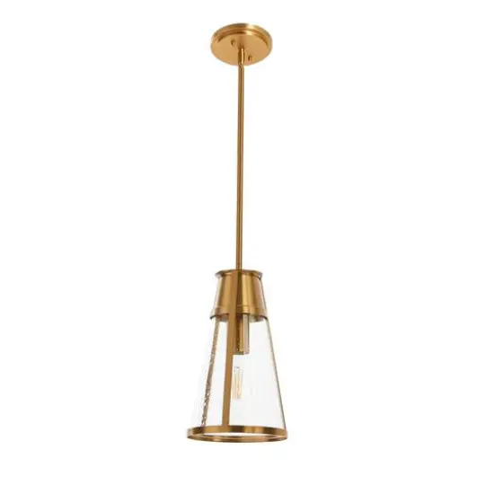 Hello Honey&reg; Robert Stevenson Lighting Jaxon Metal & Seedy Glass Ceiling Light Brushed Gold {11}