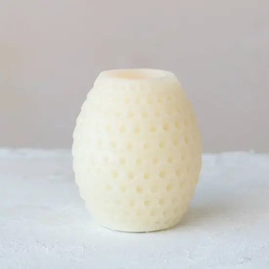 Hello Honey&reg; 5" Ivory LED Debossed Pillar Candle {3}