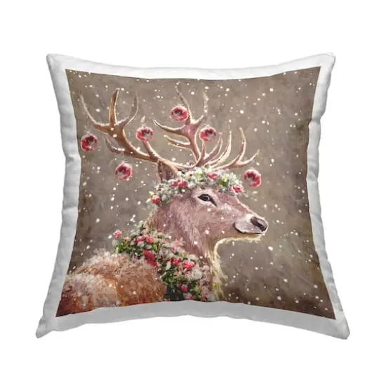 Stupell Industries Holiday Deer Festive Baubles Throw Pillow {1}