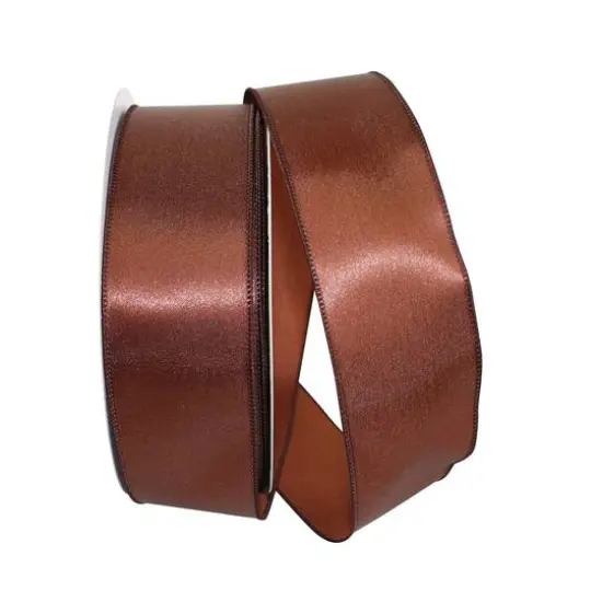 JAM Paper 2.5" x 50yd. Wired Satin Ribbon Brown {1}