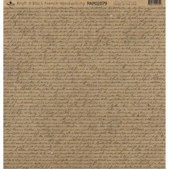 Paper Caf&eacute; Kraft & Black French Writing 12"x 12" Cardstock, 15 Sheets {1}