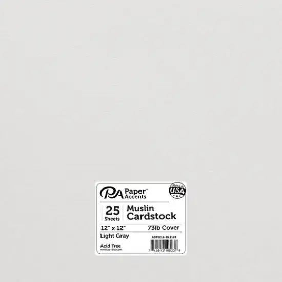 PA Paper&trade; Accents 12" x 12" Muslin 73lb. Cardstock, 25 Sheets Light Gray {1}
