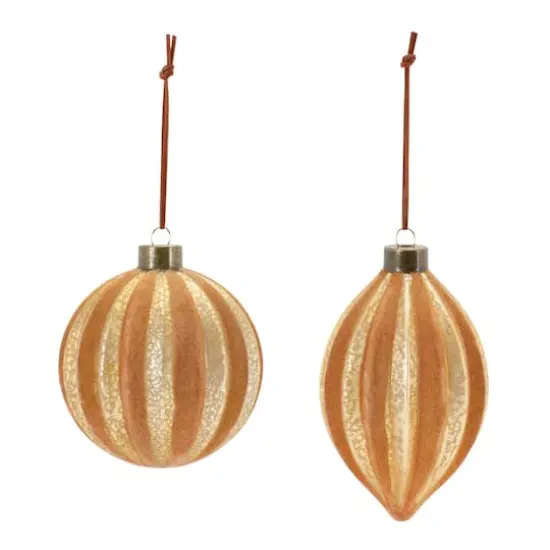 12ct. Copper Glass Ribbed Mixed Ornaments {3}