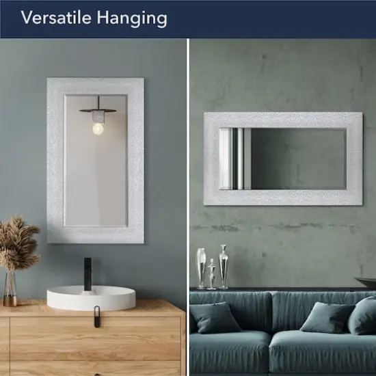 Head West 29" Chrome & White Tile Textured Frame Vanity Mirror {6}