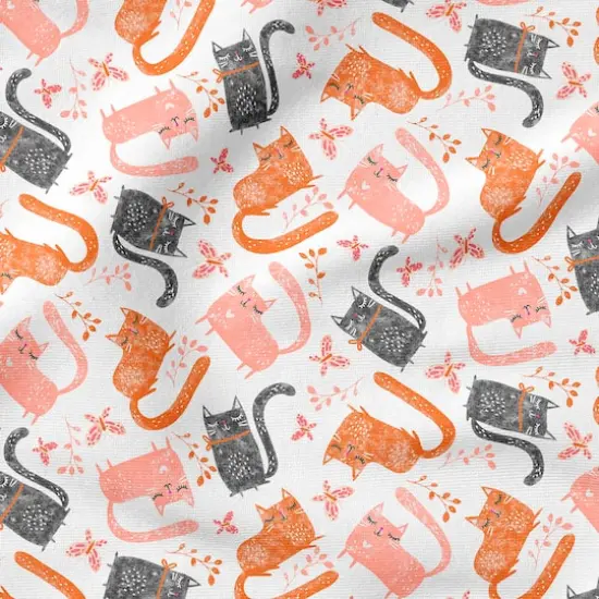 Fabric Editions White Playful Kittens Cotton Fabric {5}