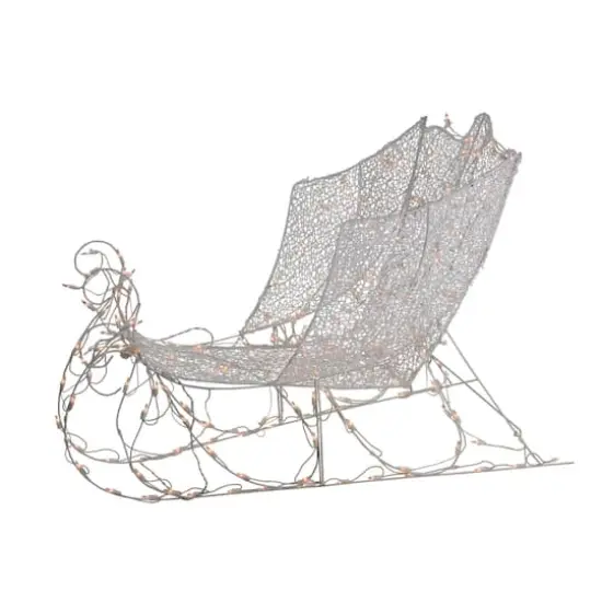 4ft. White Pre-Lit Crystal 3D Sleigh Christmas Decoration {3}