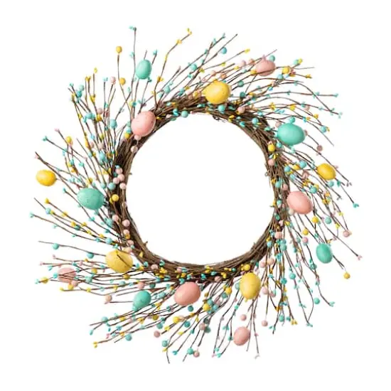 Glitzhome&reg; 22" Pastel Easter Egg Wreath {1}