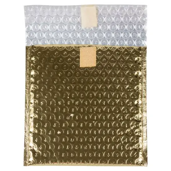 JAM Paper 6" x 6.5" Bubble Padded Mailer with Self Adhesive Closure, 12ct. Gold Metallic {4}