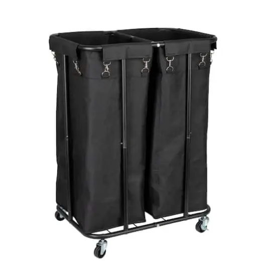 Household Essentials 2-Bag Rolling Laundry Sorter Black {3}