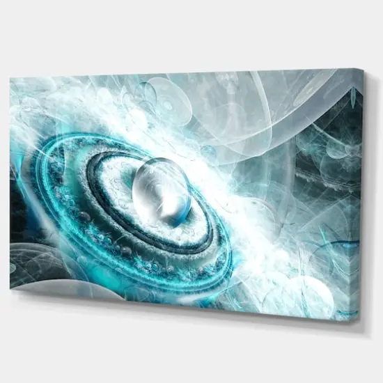 Designart - Blue Fractal Flying Saucer - Large Floral Canvas Art Print {4}