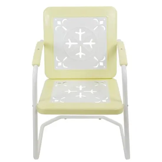 35" Square Outdoor Retro Tulip Armchair Yellow {4}