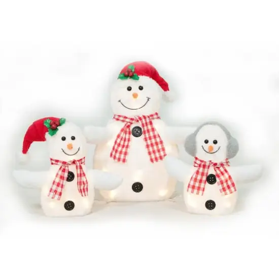3-Piece Plush Snowman Family Sculpture Set {1}