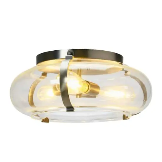 Hello Honey&reg; Robert Stevenson Lighting Alston 16" Antique Nickel Glass & Metal Flush Mount Ceiling Light {4}