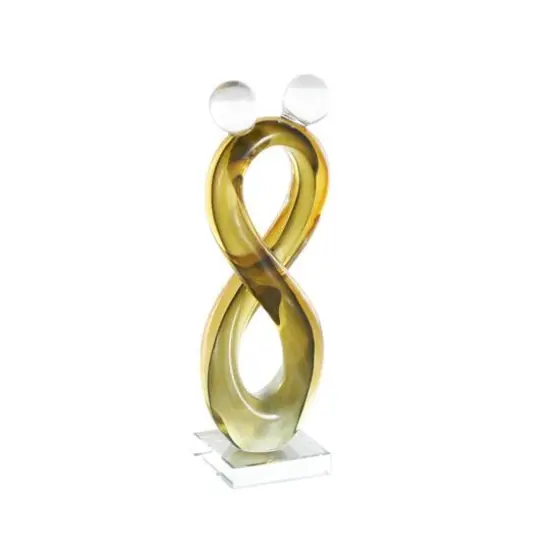 12" Amber Yellow Glass Abstract Infinity Sculpture {1}